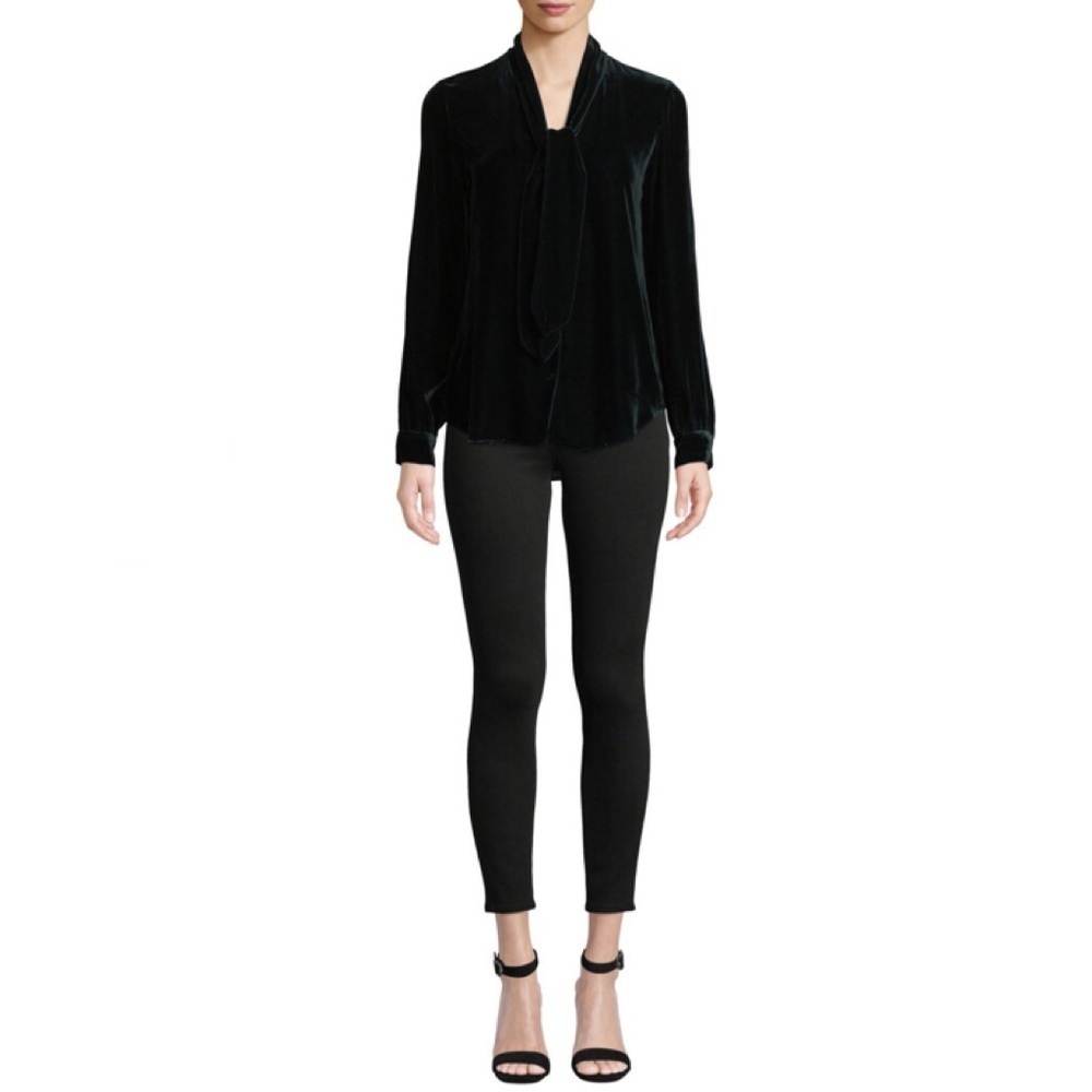 NWT L'AGENCE Black Gisele Velvet Tie Blouse XS